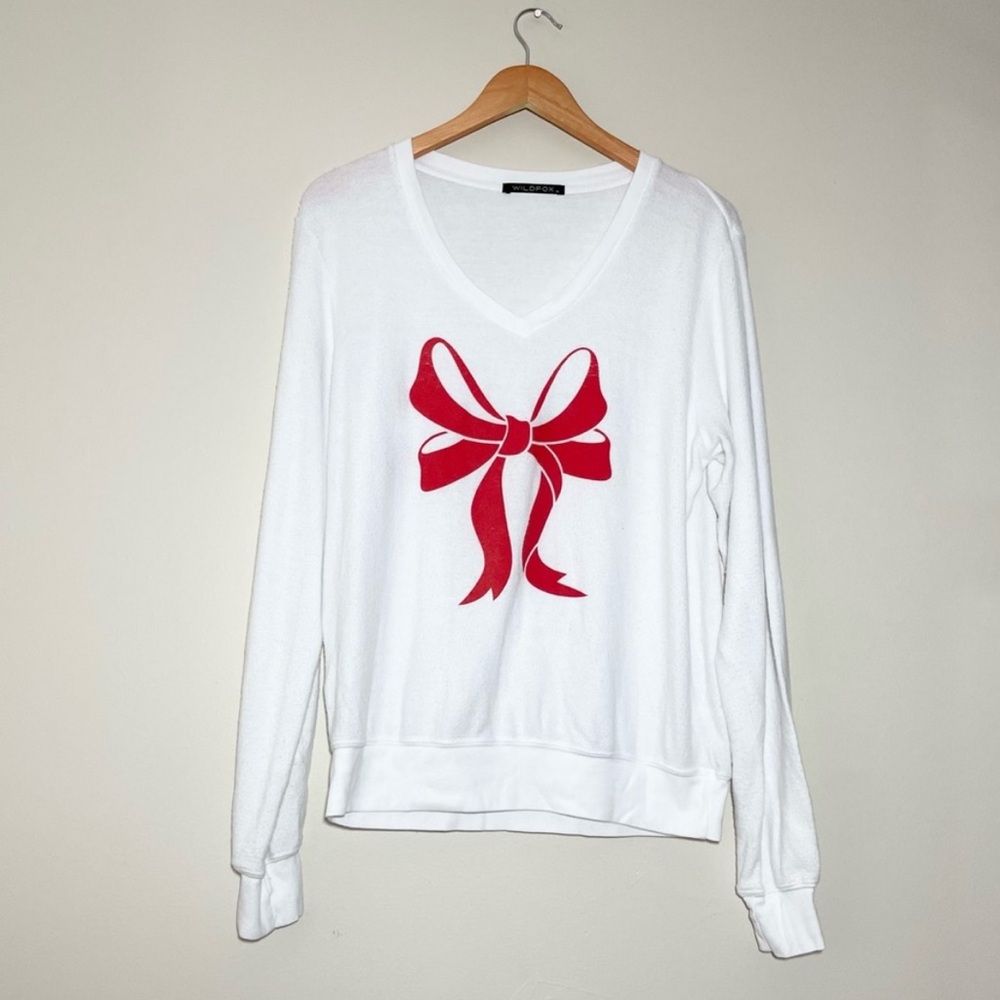 Wildfox Bow V-Neck Sweatshirt